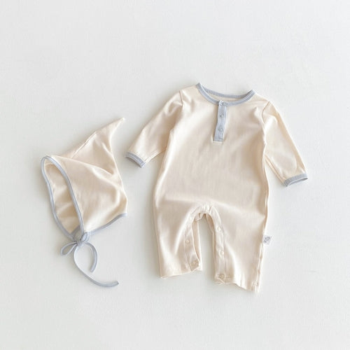 Autumn Arrival Baby Unisex Long Sleeves Color Patchwork Rompers