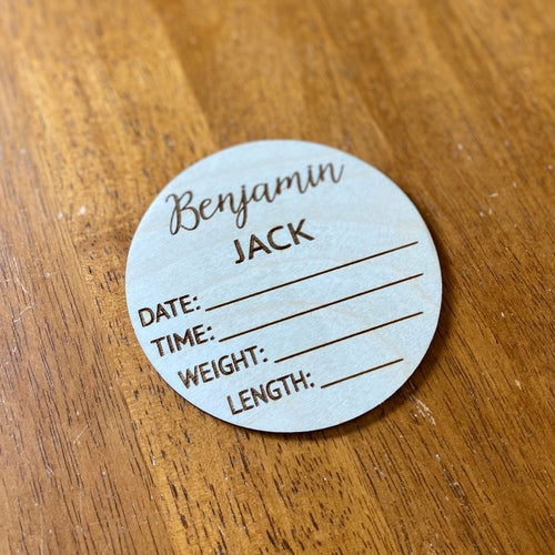 Baby Birth Stats Wood Milestone Card