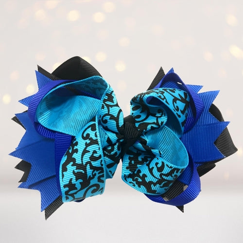 Girls Layered Boutique Hair Bows, 5 inch Fun Print Bows