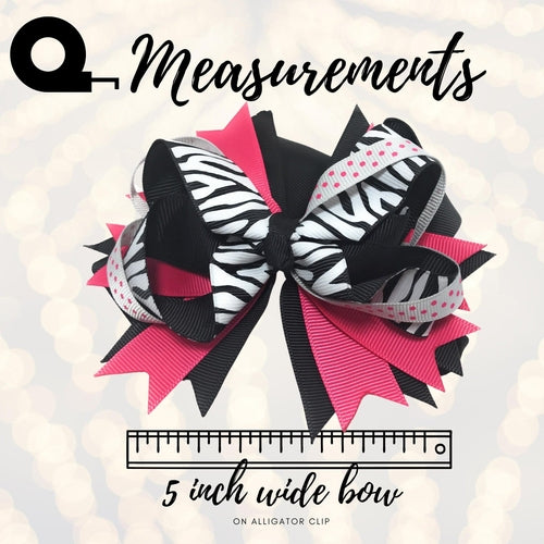 Girls Layered Boutique Hair Bows, 5 inch Fun Print Bows