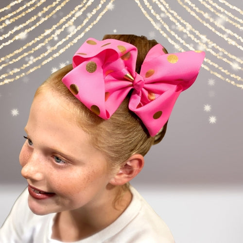 Gold Polka Dot Hair Bows, Pastel and Gold Dot Hair Bow Clip