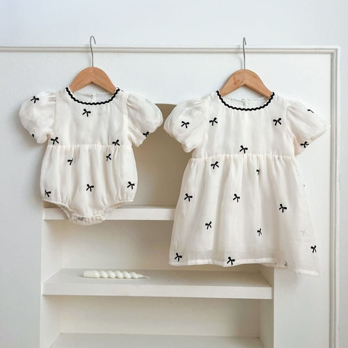 Summer Baby Kids Girls Butterfly Bows Pattern Short Sleeves Crew Neck