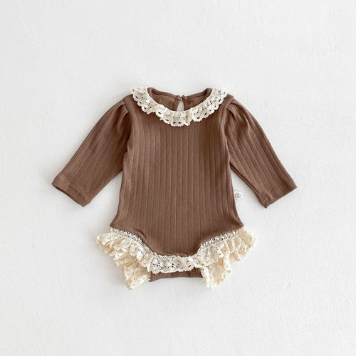 Autumn Arrival Baby Girls Long Sleeves Striped Pattern Hollow-out