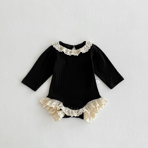 Autumn Arrival Baby Girls Long Sleeves Striped Pattern Hollow-out