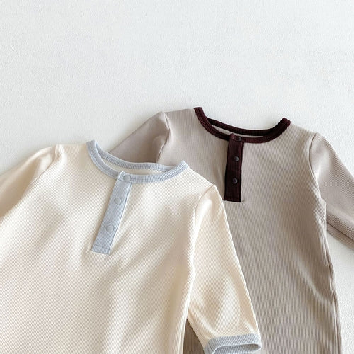Autumn Arrival Baby Unisex Long Sleeves Color Patchwork Rompers