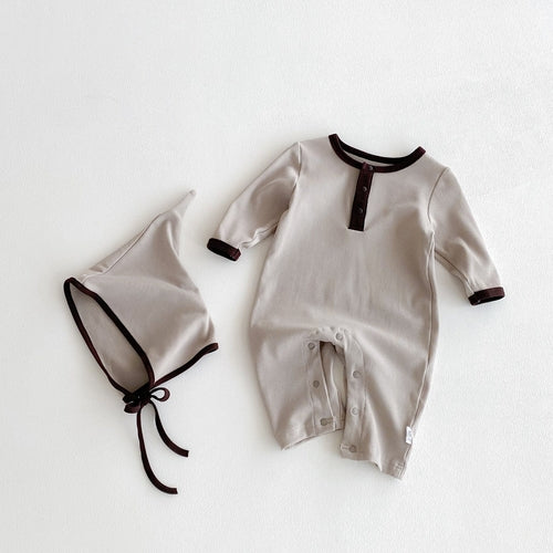 Autumn Arrival Baby Unisex Long Sleeves Color Patchwork Rompers