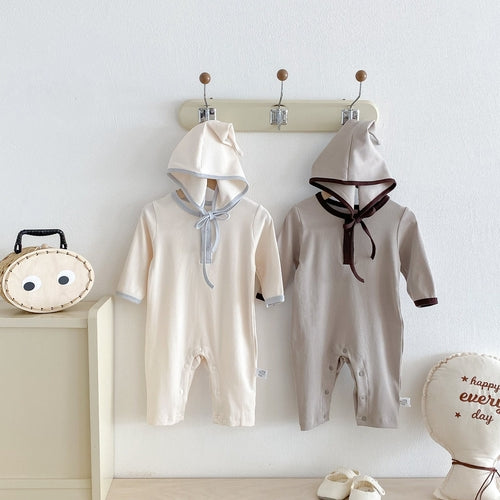 Autumn Arrival Baby Unisex Long Sleeves Color Patchwork Rompers